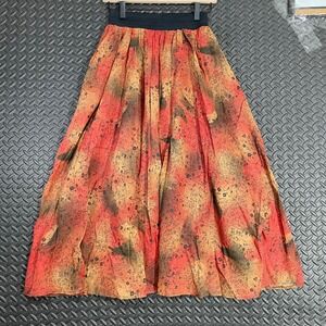 Vintage Women Tailor Sport Multicolor Red Orange A-Line Skirt‎ Size Small